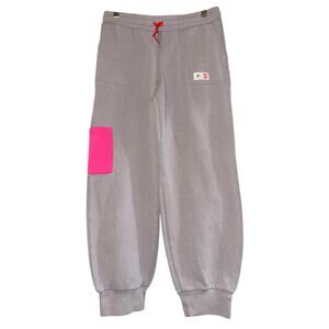 Adidas x Legos Jogger Track Pants Girls Size XL Gym Warm Cuffed Gray Pink Cozy